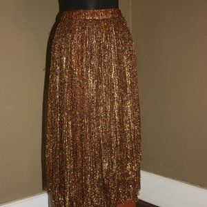NWT ANTHROPOLOGIE MAEVE PANTS WITH SKIRT OVERLAY GOLD METALLIC 6 MEDIUM
